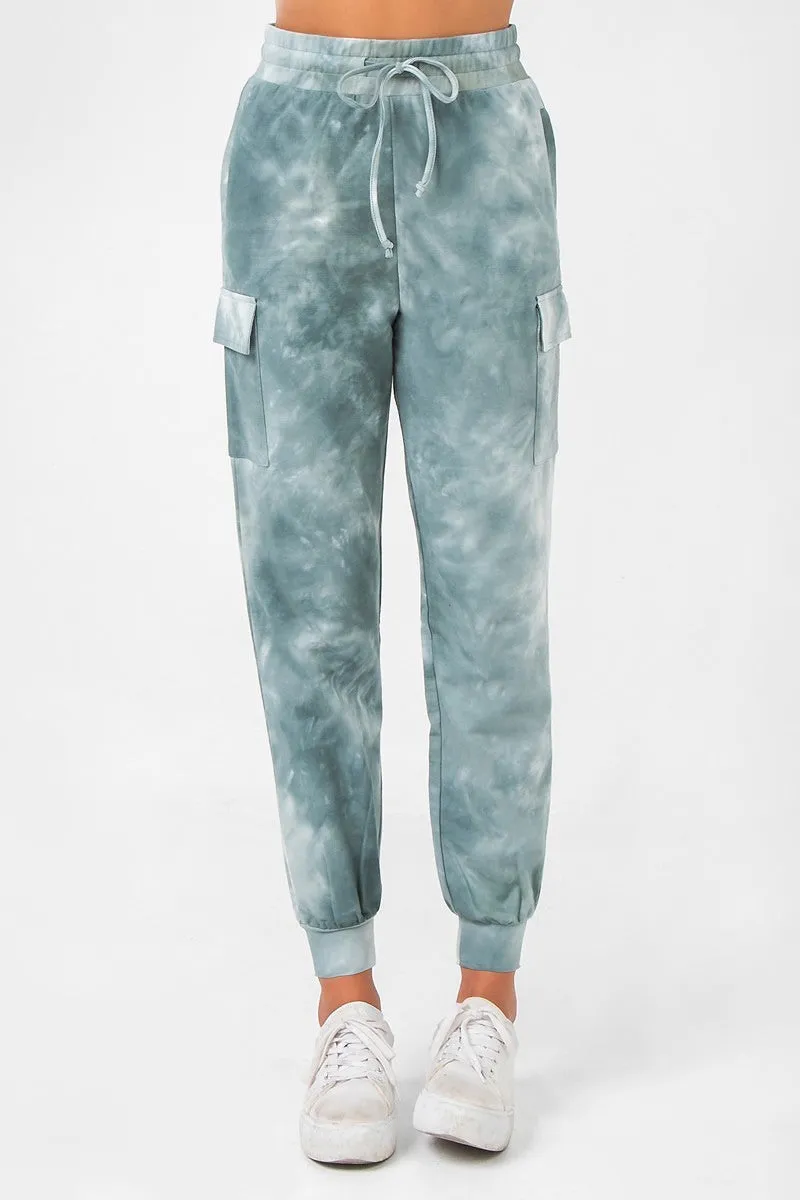 A Tie Dye Cargo Jogger Pant