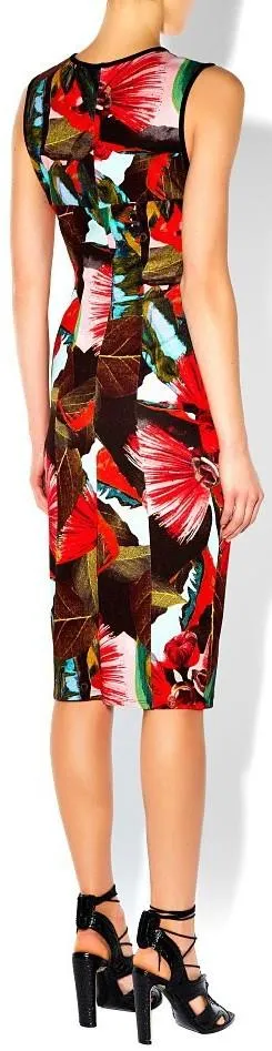 Abstract Leaf Print Midi Dress