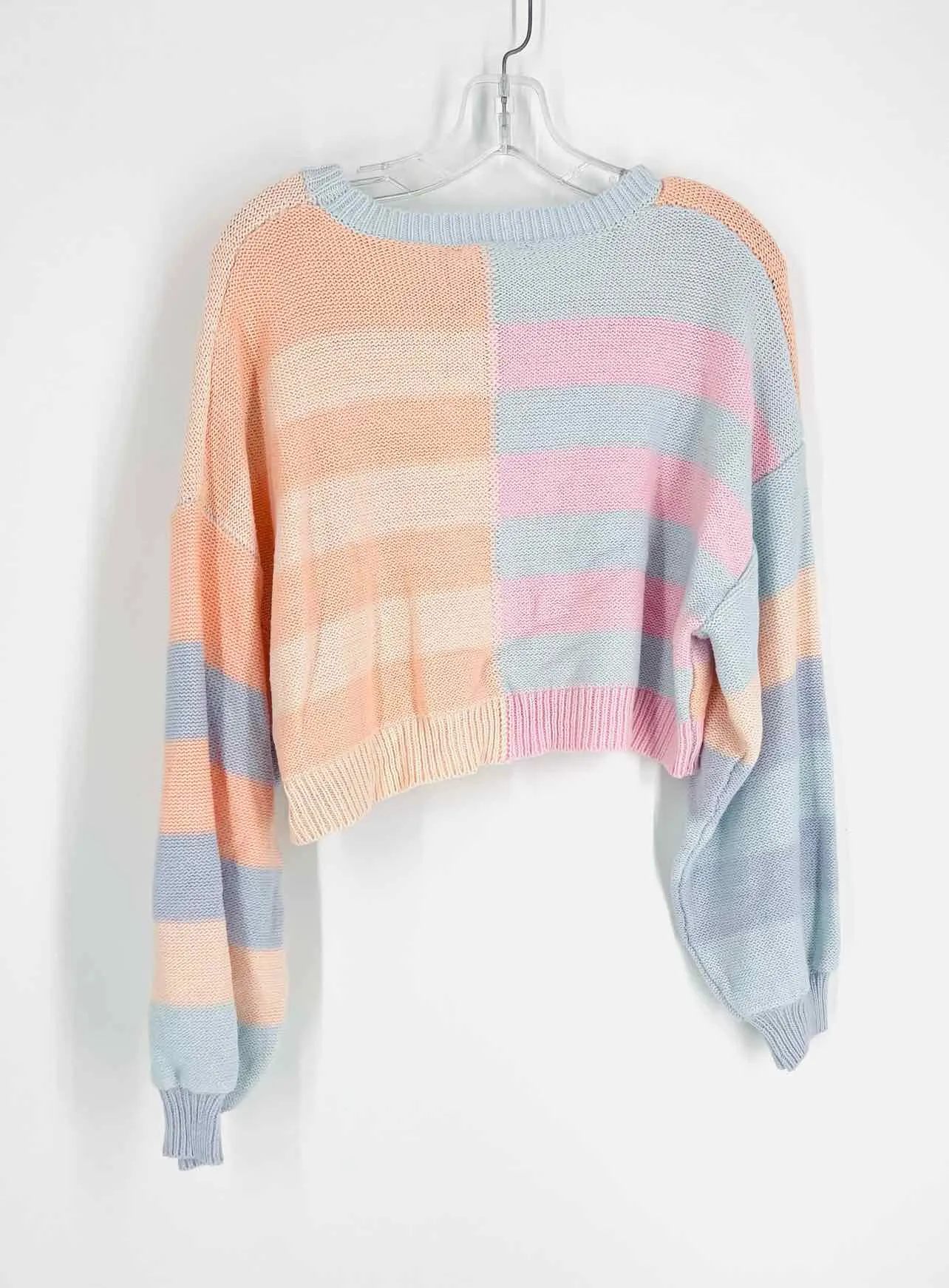 Altar'd State Size M Pink/Blue Stripe Knit Sweaters Sweater