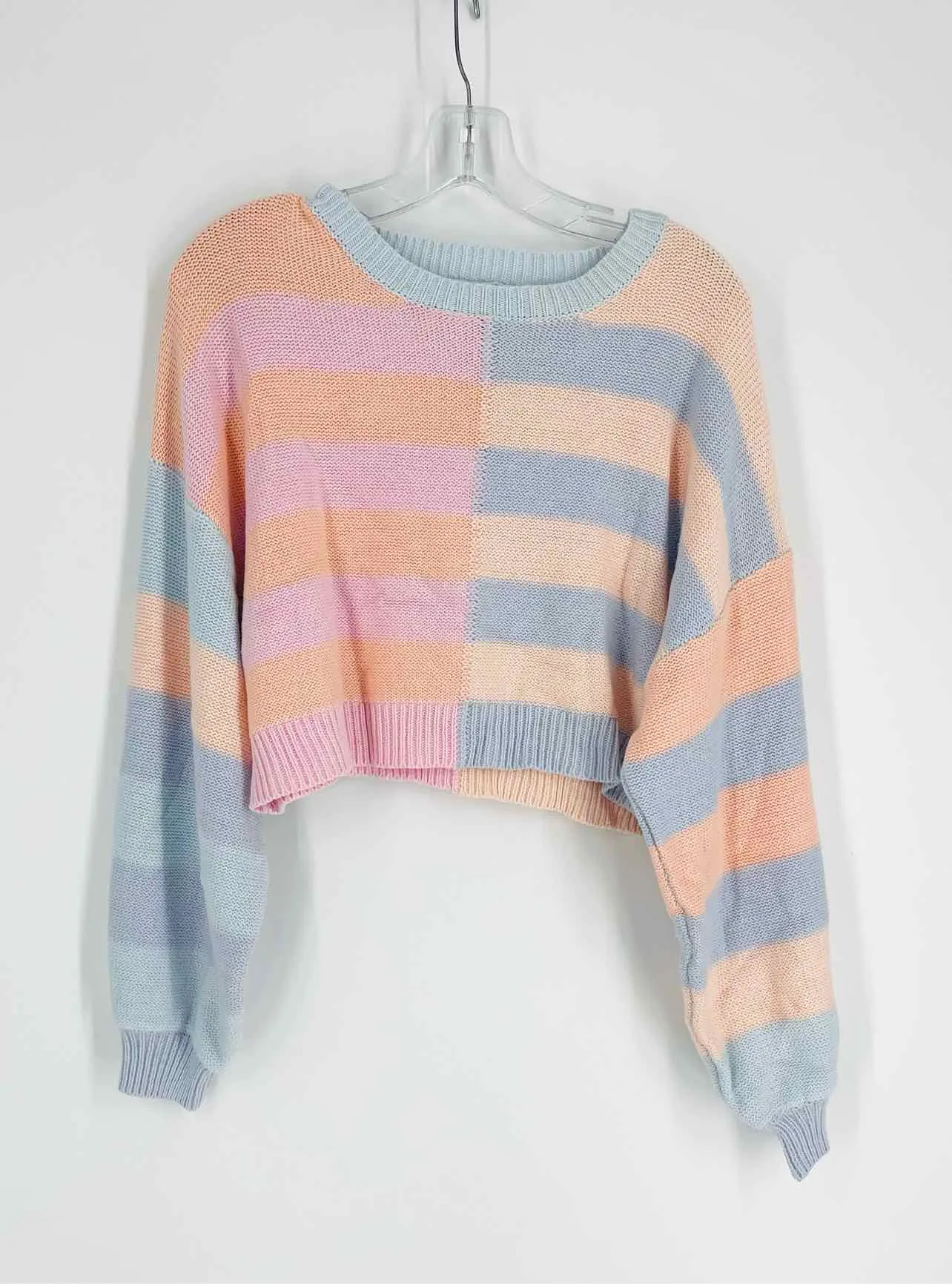 Altar'd State Size M Pink/Blue Stripe Knit Sweaters Sweater