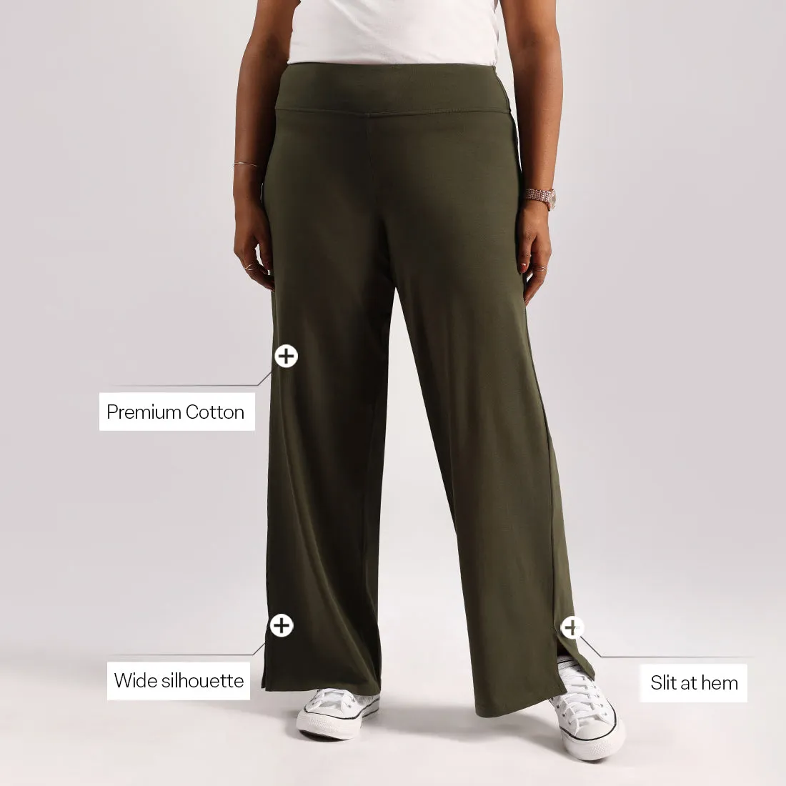 AM:PM Cotton Wide Legged Pants - Lite Tall