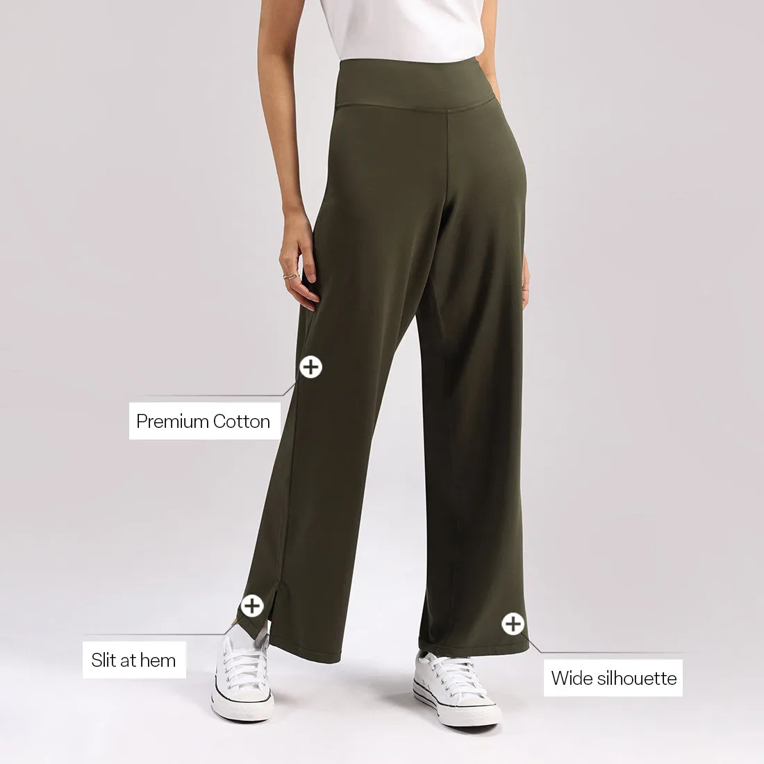 AM:PM Cotton Wide Legged Pants - Lite Tall