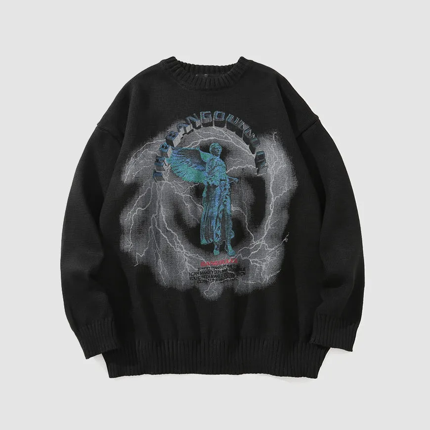 Angel Lightning Print Sweaters