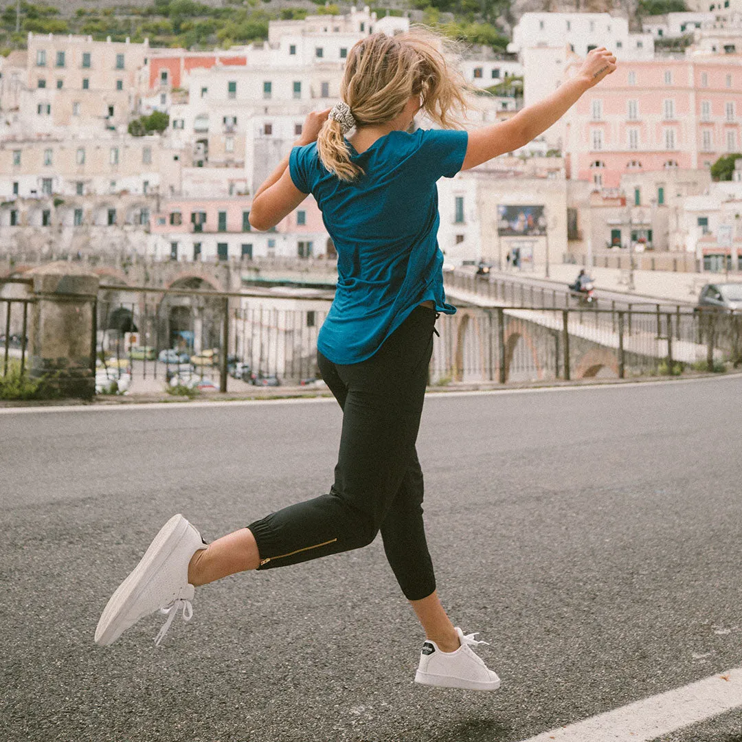 Basic V Neck Tee, Teal