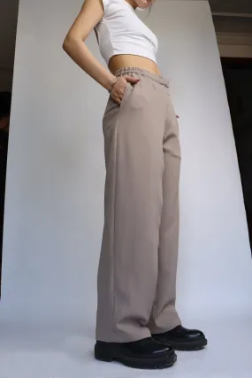 Beige Off-Balance Wide Legged Pants