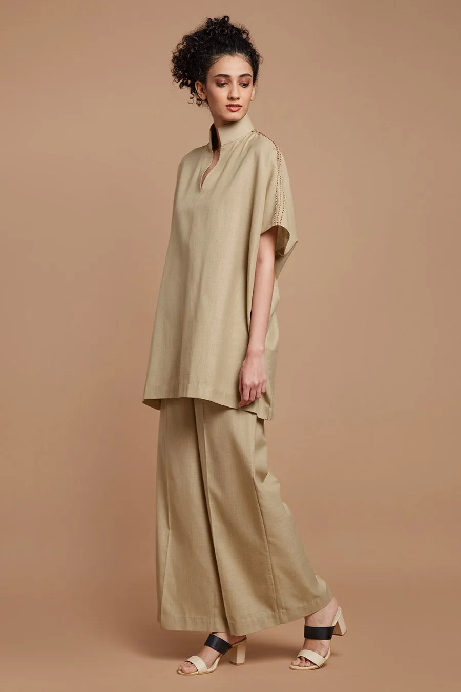 Beige Wide Legged Pants