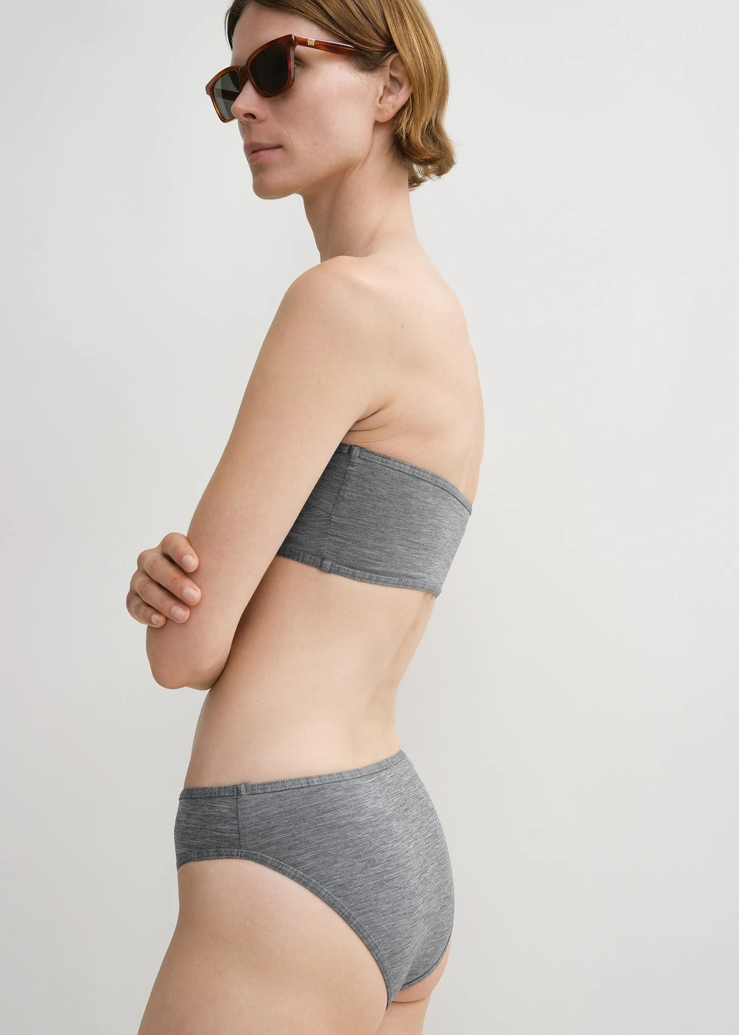 Binding-edge bikini bottoms grey melange