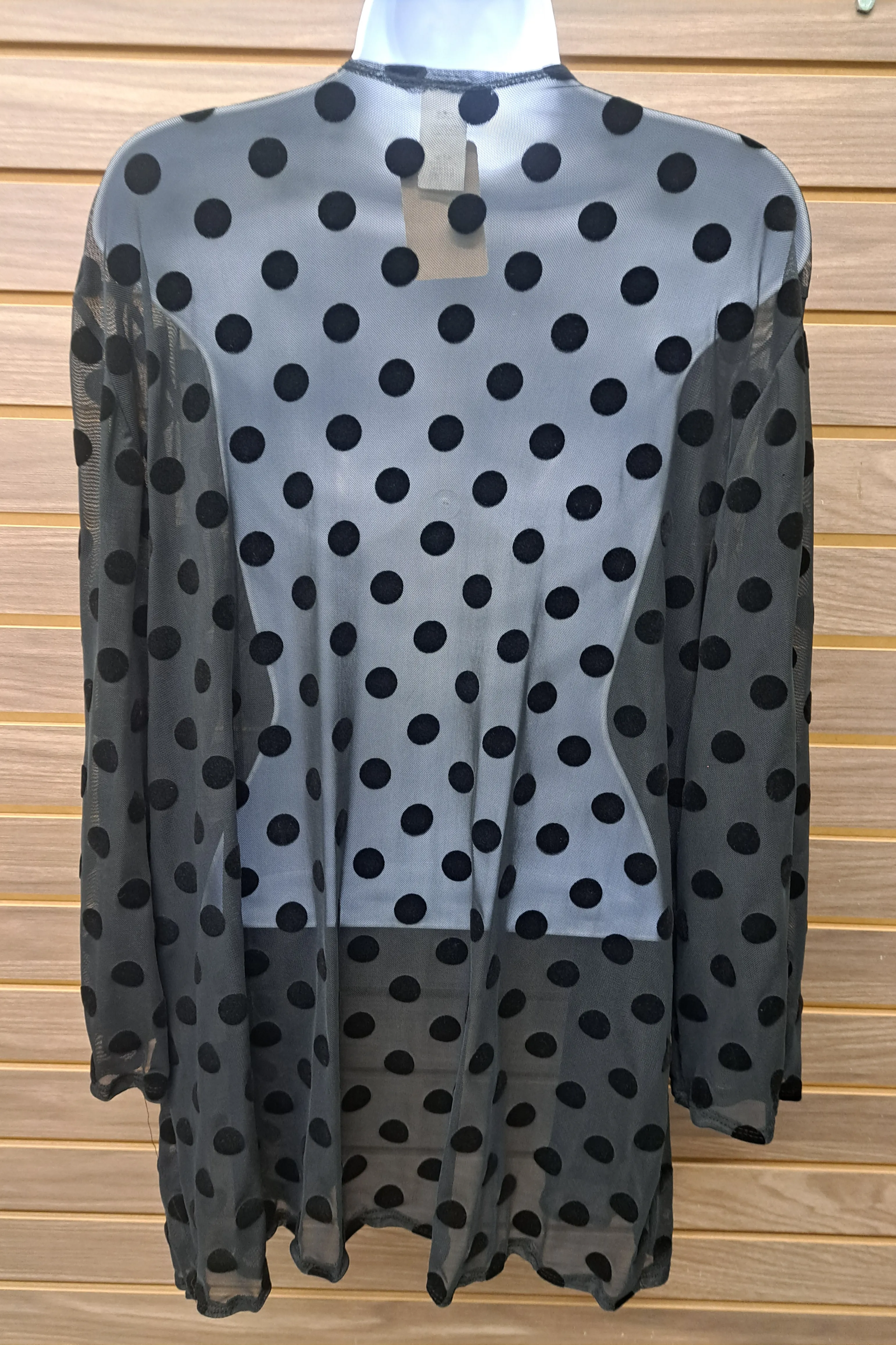 Black polka dot see thru cardigan