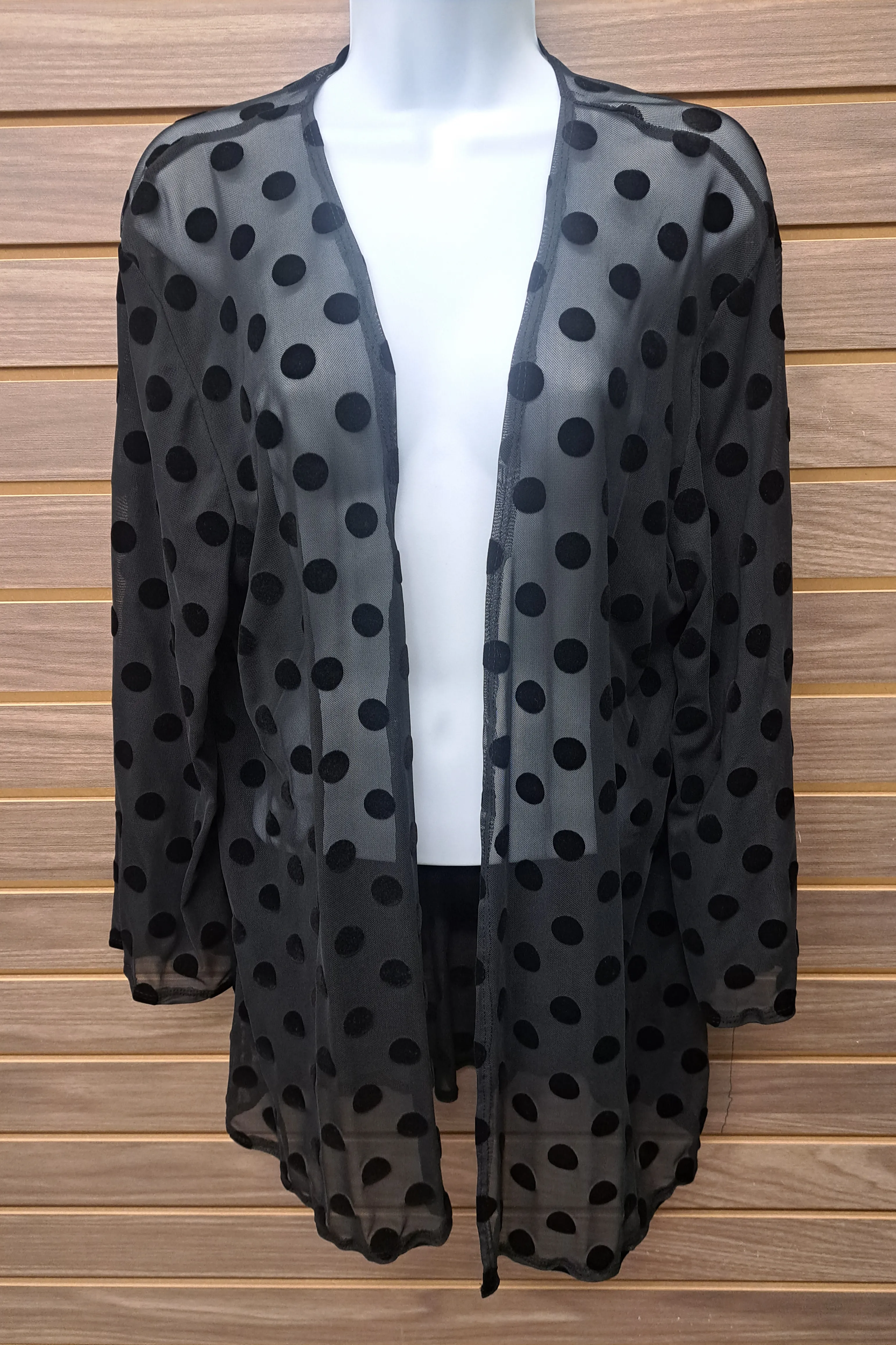 Black polka dot see thru cardigan