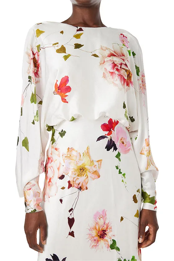 Blouson Long Sleeve Floral Dress