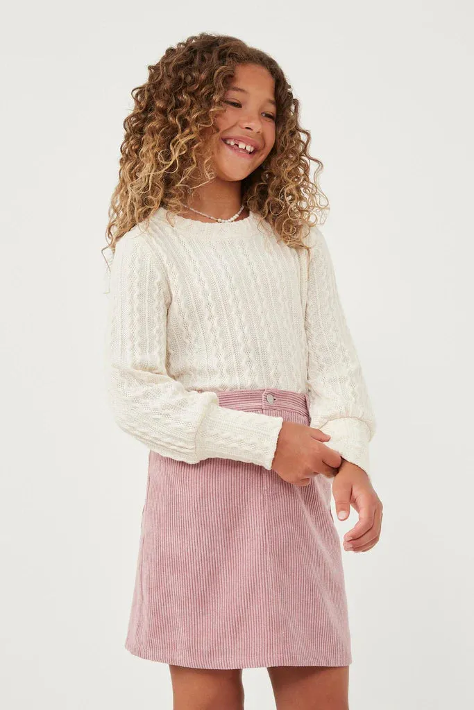 Cable Knit Pullover Top - Ivory