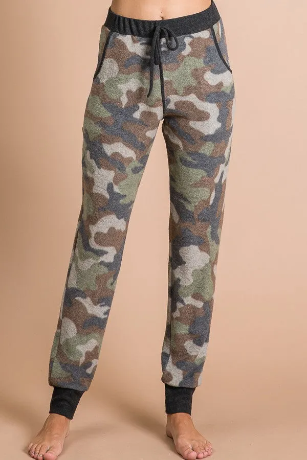 Camo Print Drawstring Jogger Pants