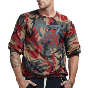 Camouflage Elastic Cuff Half Sleeve Shirt