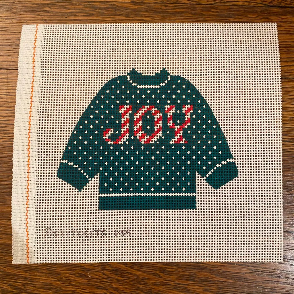 Candy Cane Joy Pullover Sweater Needlepoint Canvas