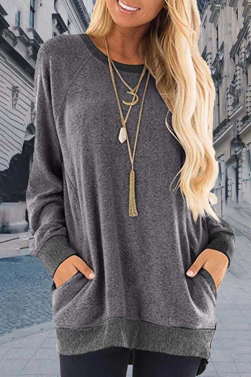 Casual Elegant Solid Contrast O Neck Tops