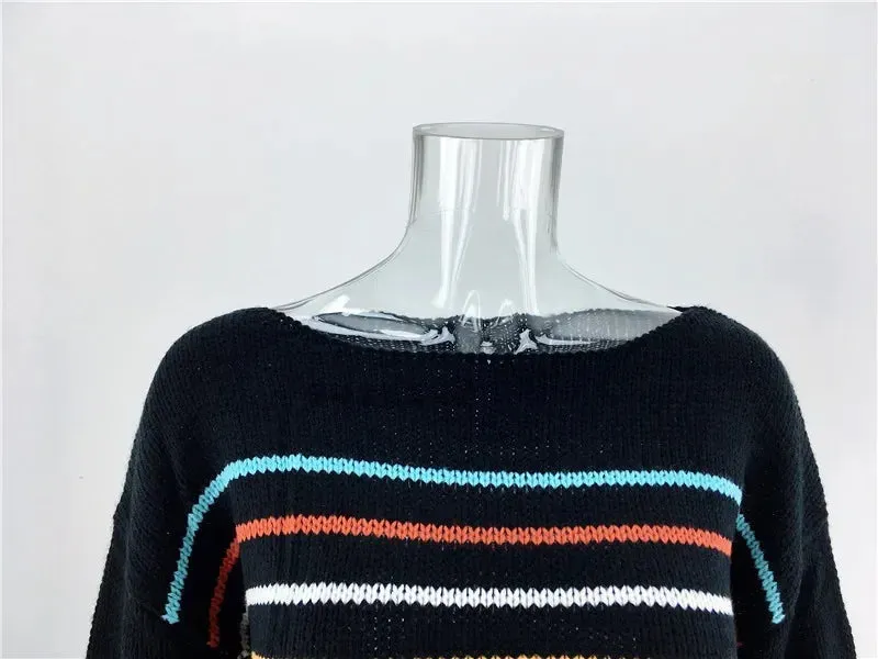 Chic Multicolor Striped Knit Pullover