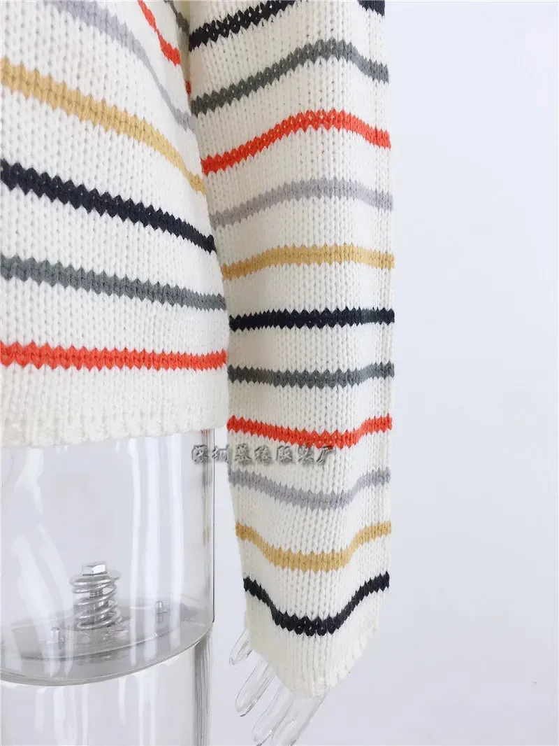 Chic Multicolor Striped Knit Pullover