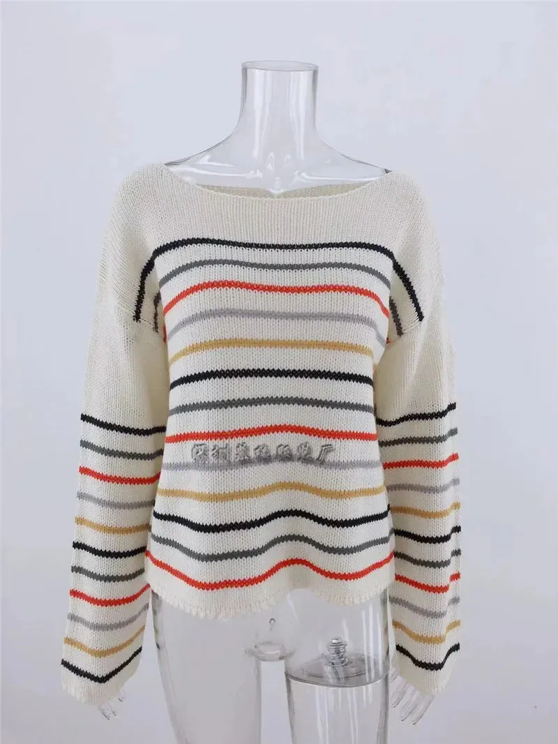 Chic Multicolor Striped Knit Pullover