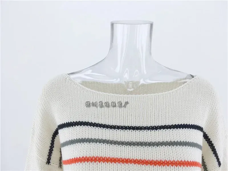 Chic Multicolor Striped Knit Pullover