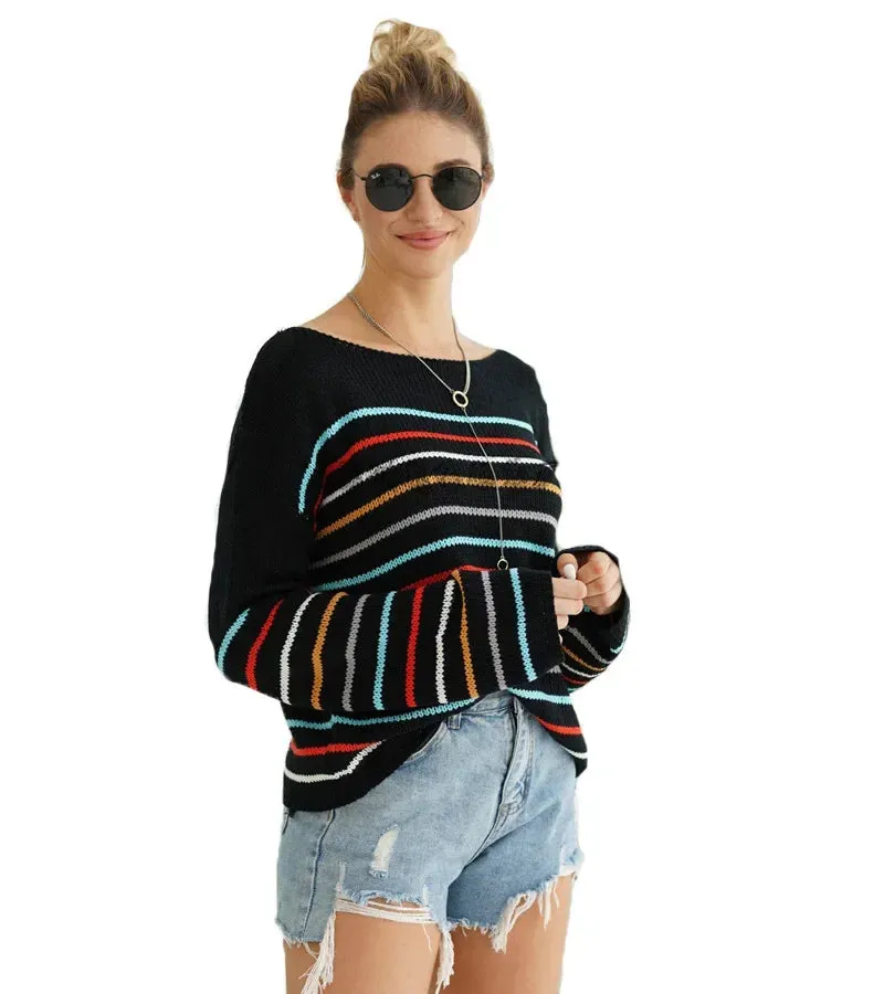 Chic Multicolor Striped Knit Pullover