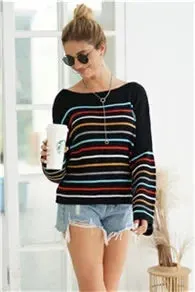 Chic Multicolor Striped Knit Pullover