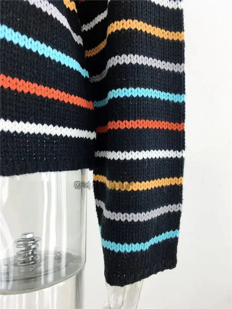 Chic Multicolor Striped Knit Pullover