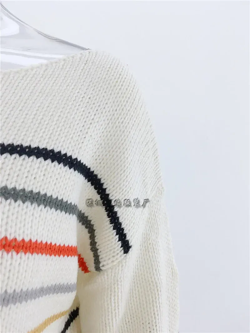 Chic Multicolor Striped Knit Pullover