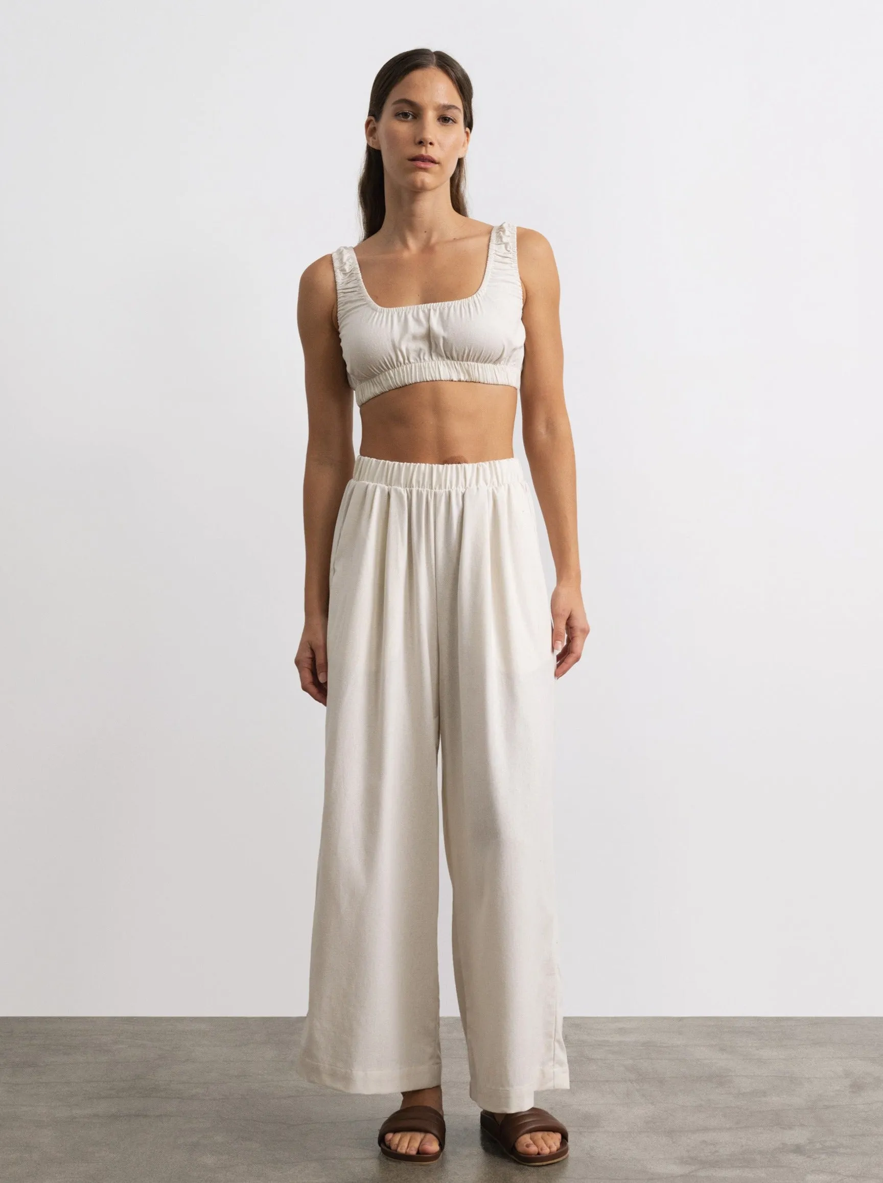 Crop Wide Leg, Regen Silk Noil, Natural