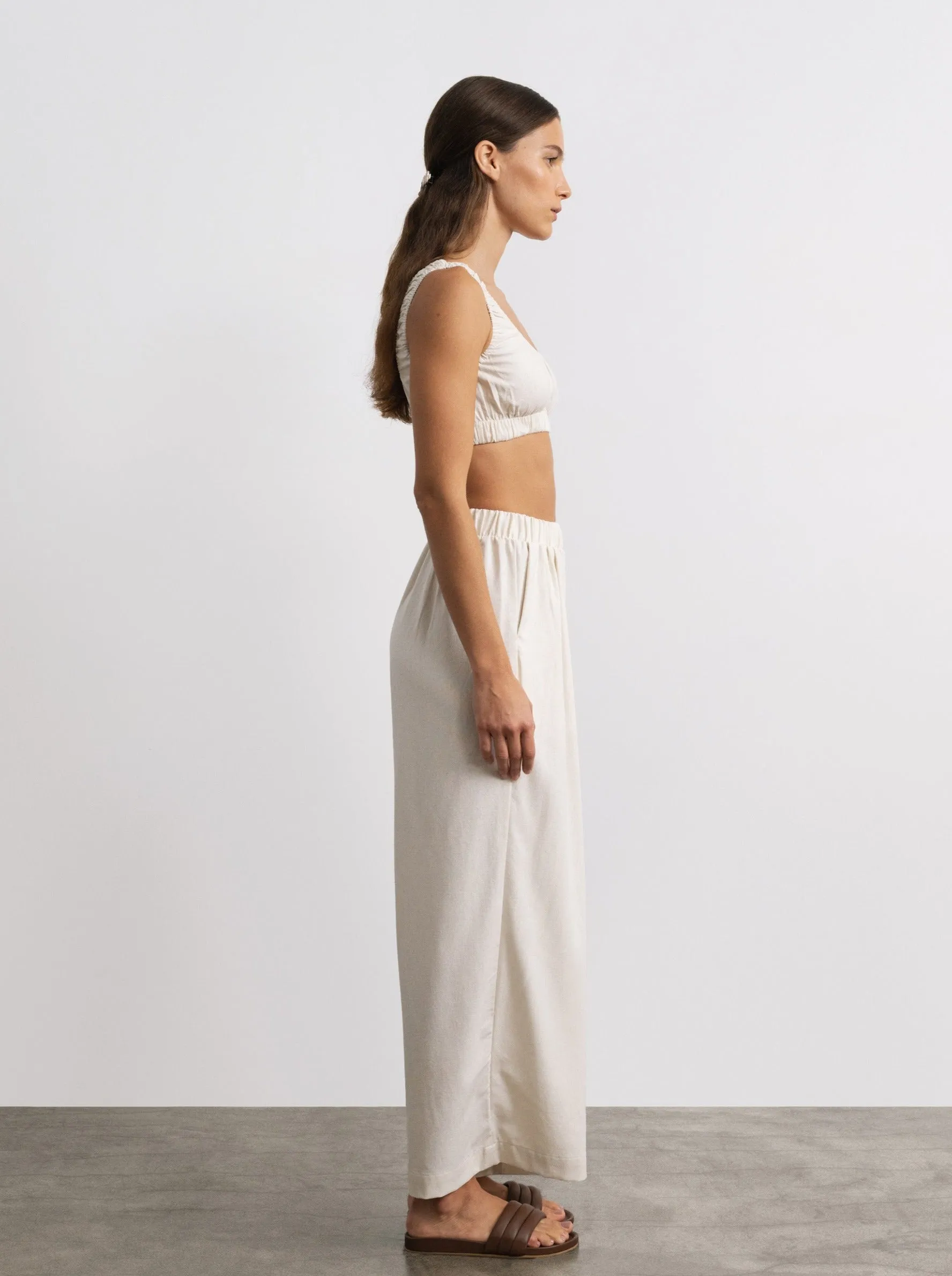 Crop Wide Leg, Regen Silk Noil, Natural