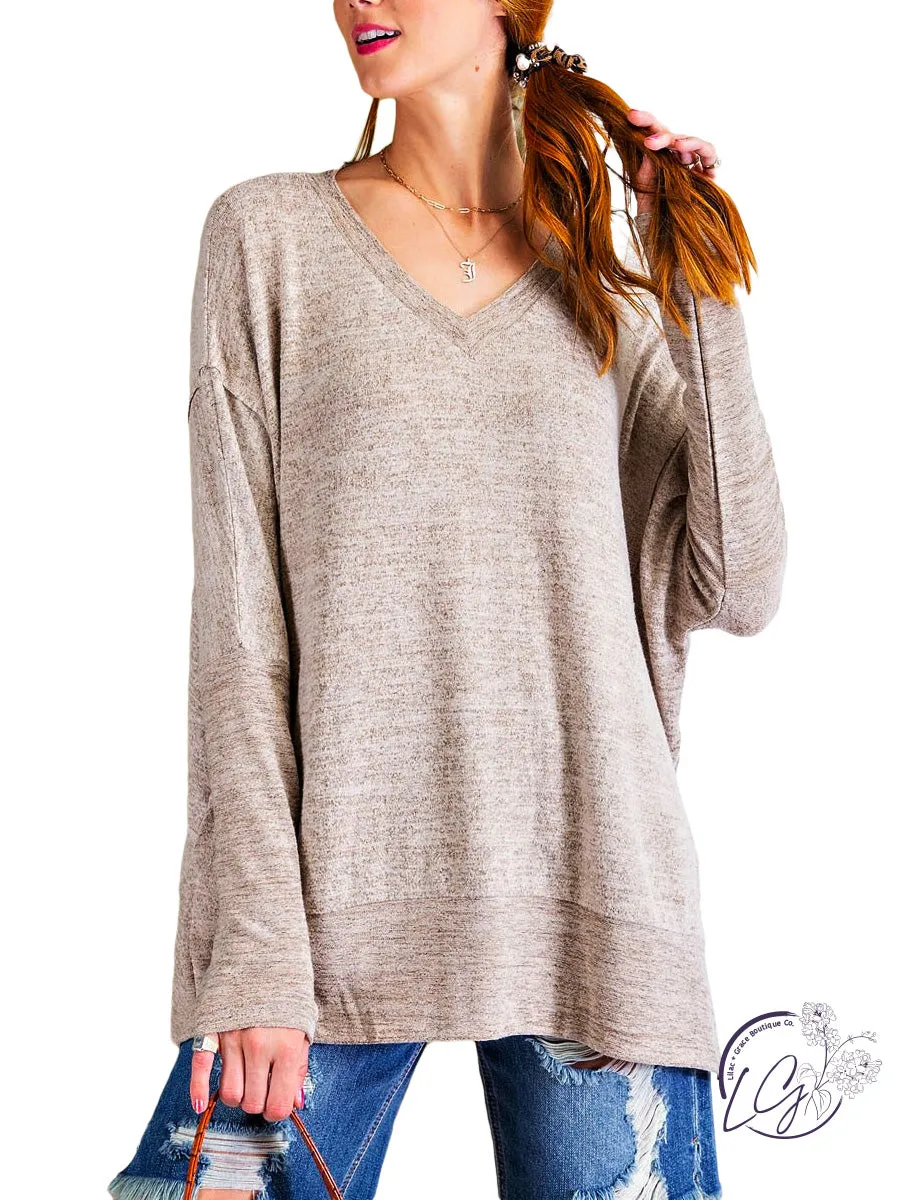 Curvy Brushed Knit Loose Fit Top