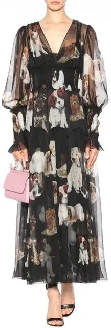 Dog Print Midi Dress