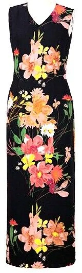 Floral Print Sheath Sleeveless Midi Dress