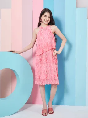 Girls Round Neck A-Line Midi Dress - PS Peaches