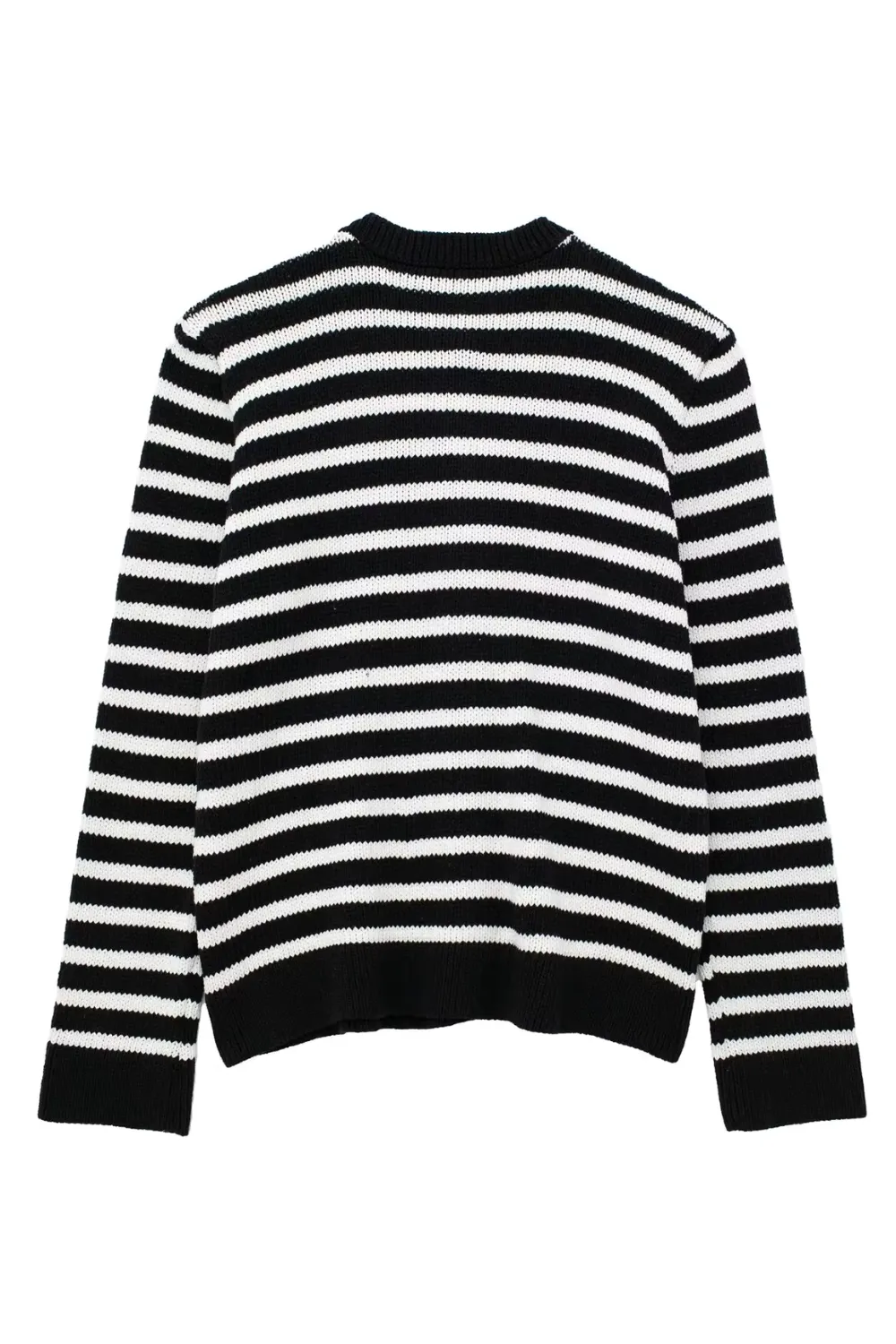 'Irene' Striped Crew-Neck Knitted Cardigan