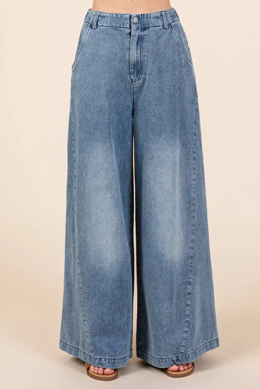 Jodifl Wide Legged Washed Denim Pants