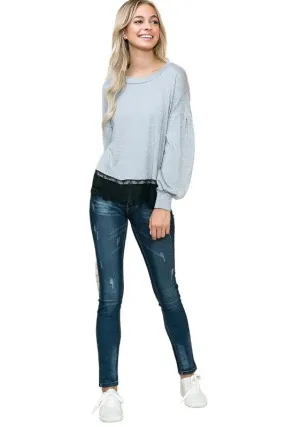 Lace Bottom Light Sweater Knit