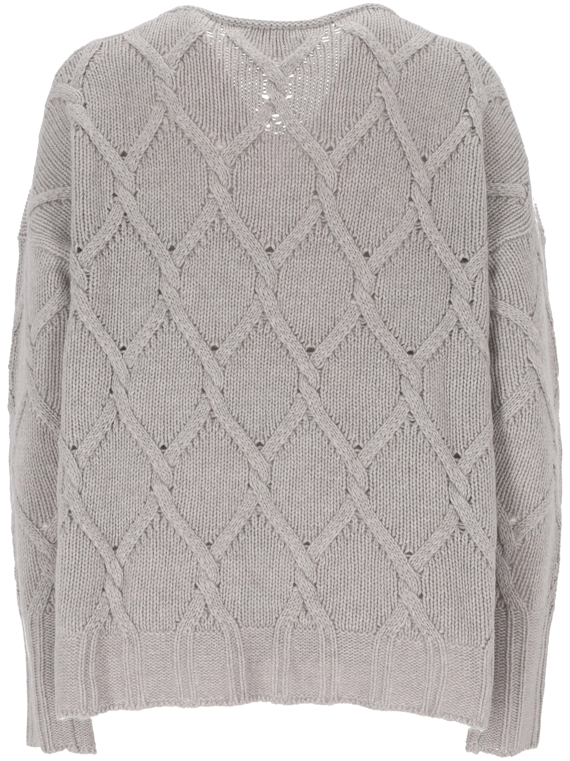 Light Grey V-Neck Knit Sweater