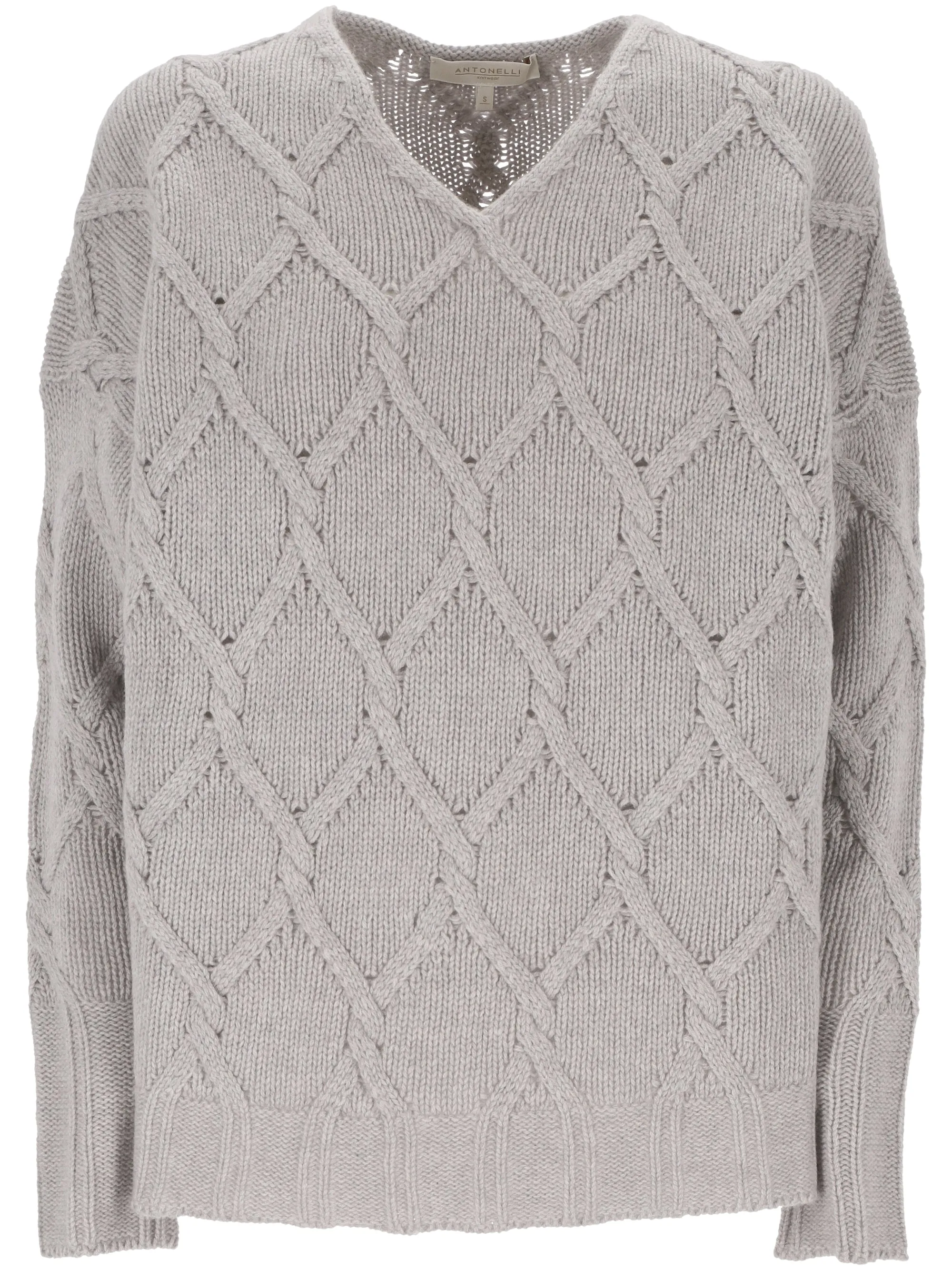 Light Grey V-Neck Knit Sweater