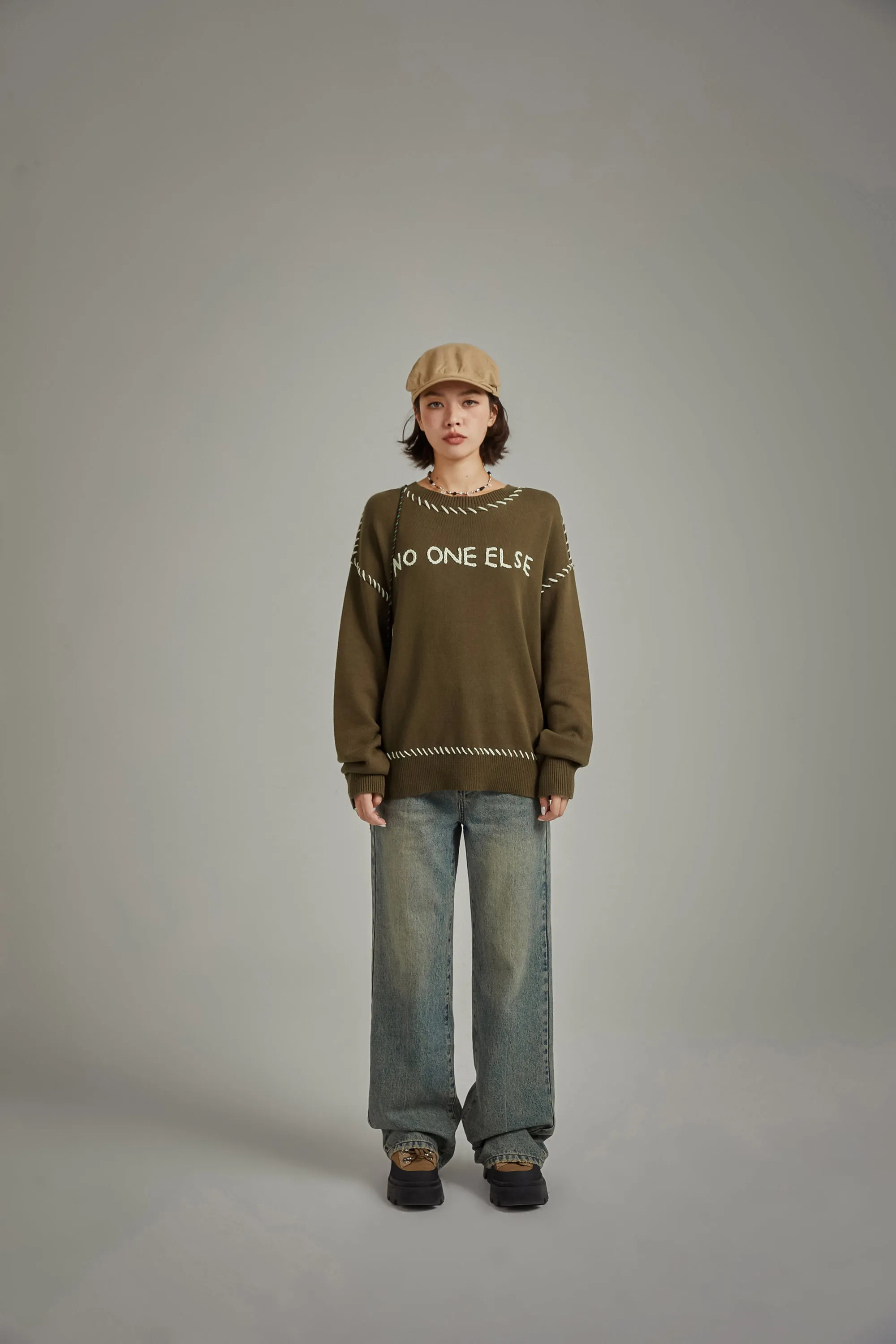 Logo Boxy Stitch Knit Sweater