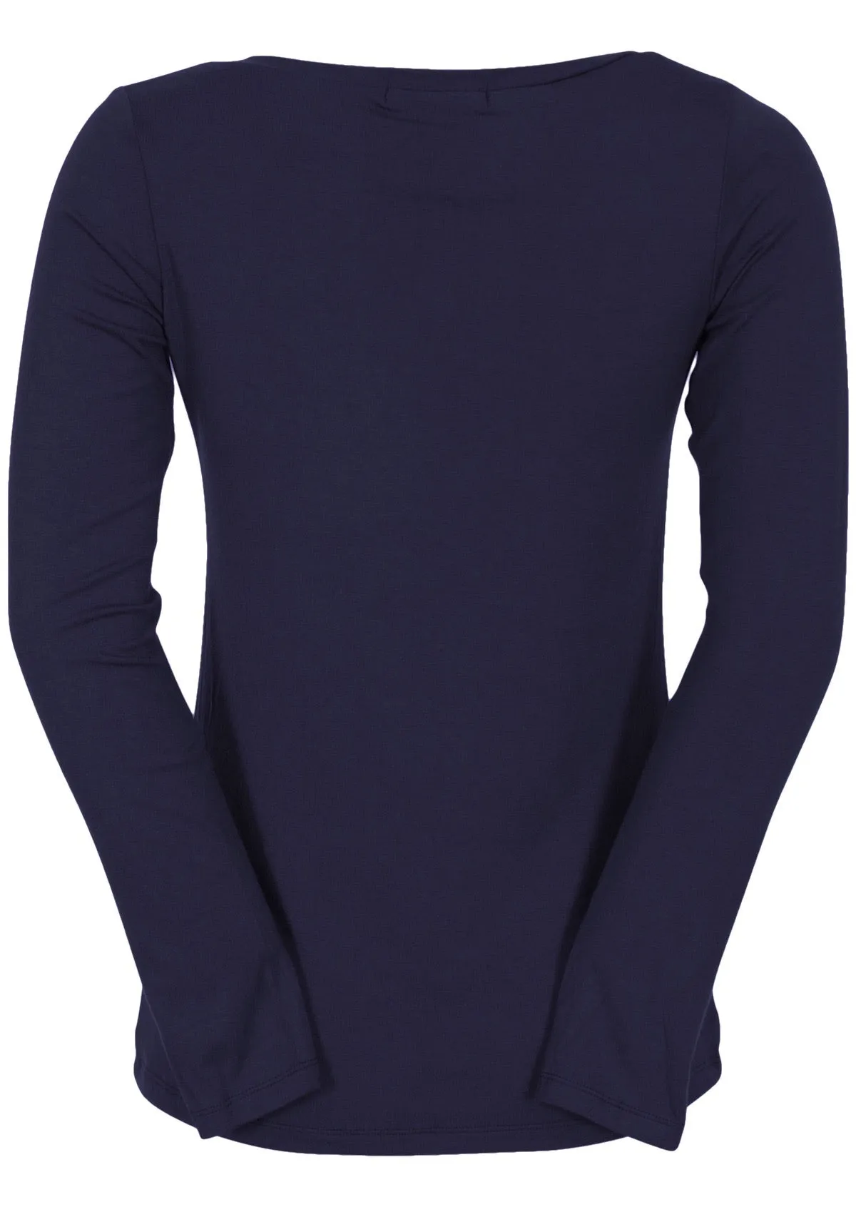 Long Sleeve Stretch V-neck Top Navy Blue