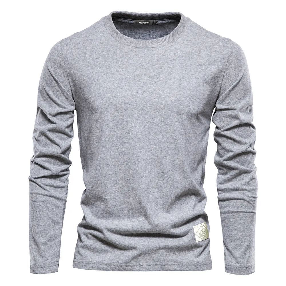 Men's Casual Slim Fit Pullover Solid Color Long Sleeve T- Shirts | 2301