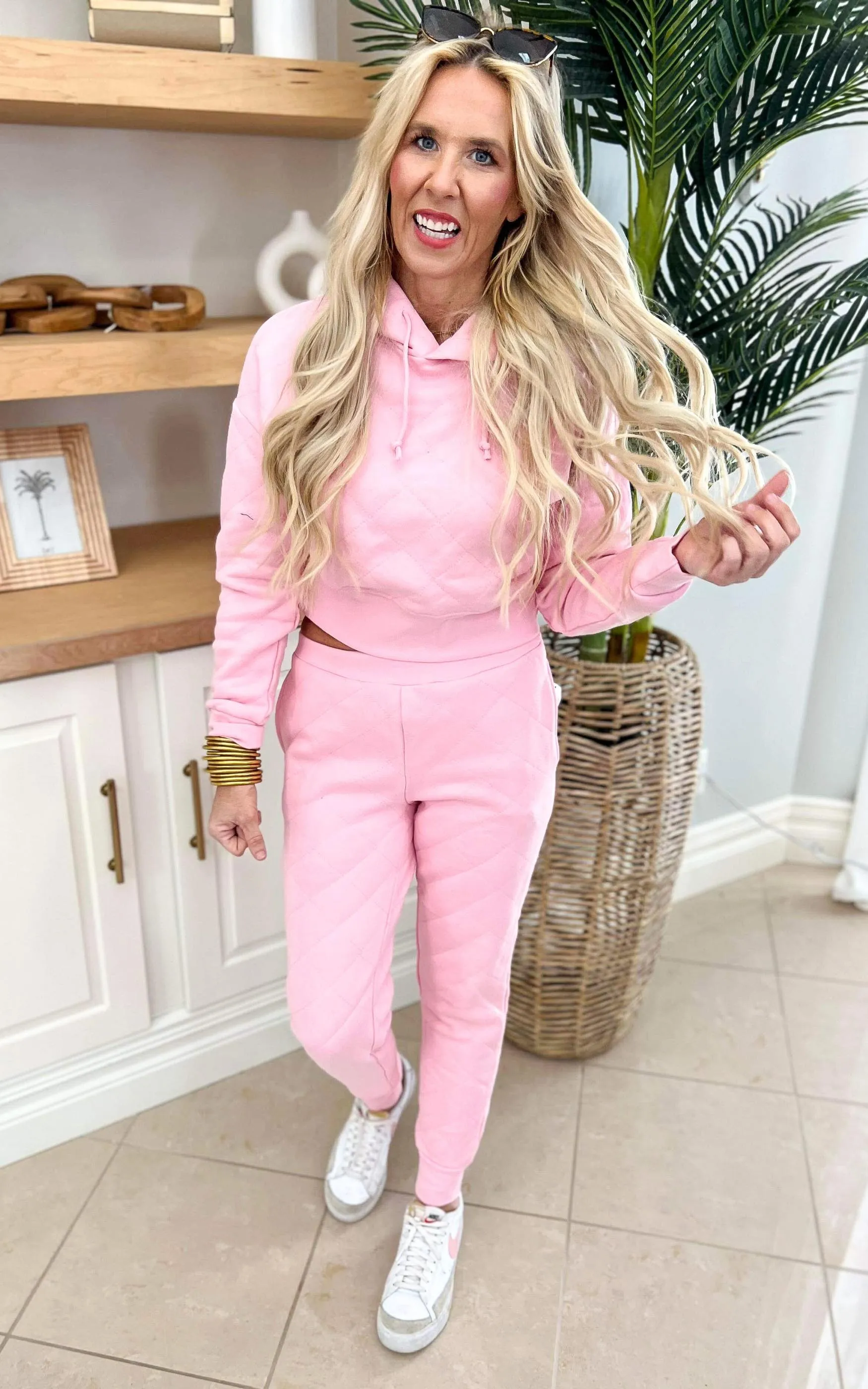 MONO B Candy Pink Quilted Joggers - Final Sale