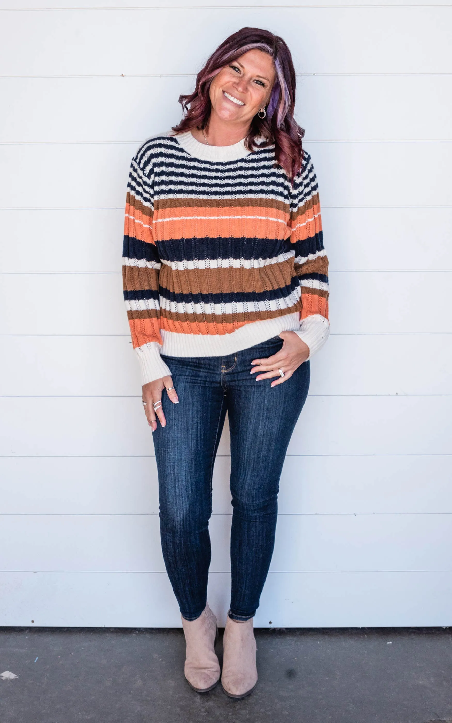 MULTICOLOR STRIPED PULLOVER SWEATER