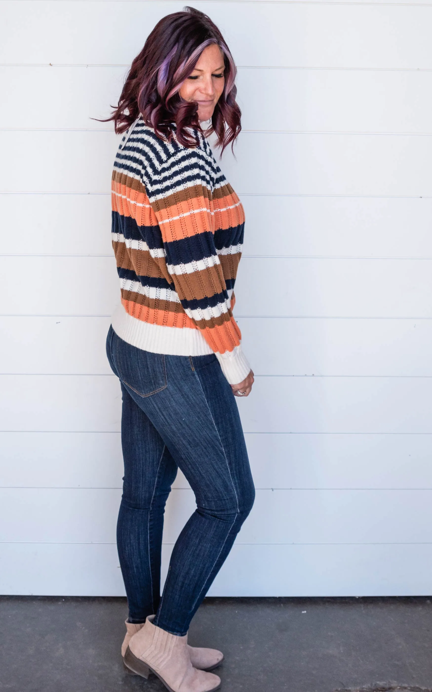 MULTICOLOR STRIPED PULLOVER SWEATER