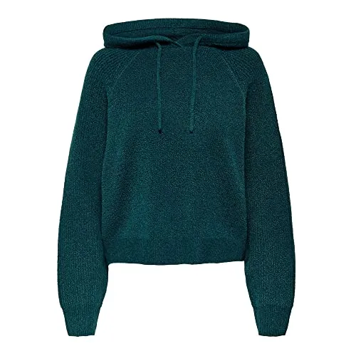 Only Women's Polyester Blend Round Neck Sweater (231085601-Atlantic Deep_Atlantic XS) Green