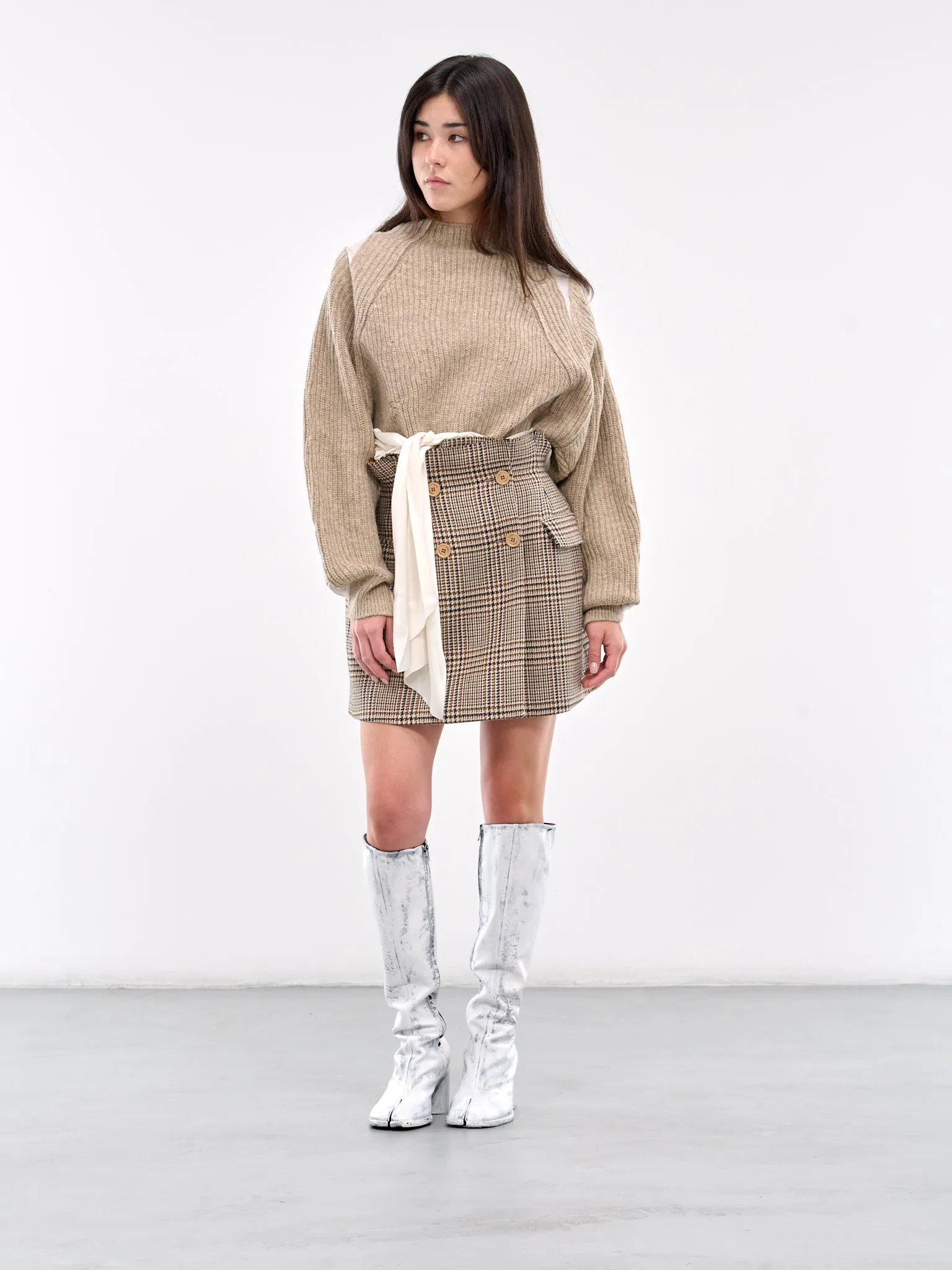 Paneled Sweater (UC2D1901-GRAY-BEIGE)