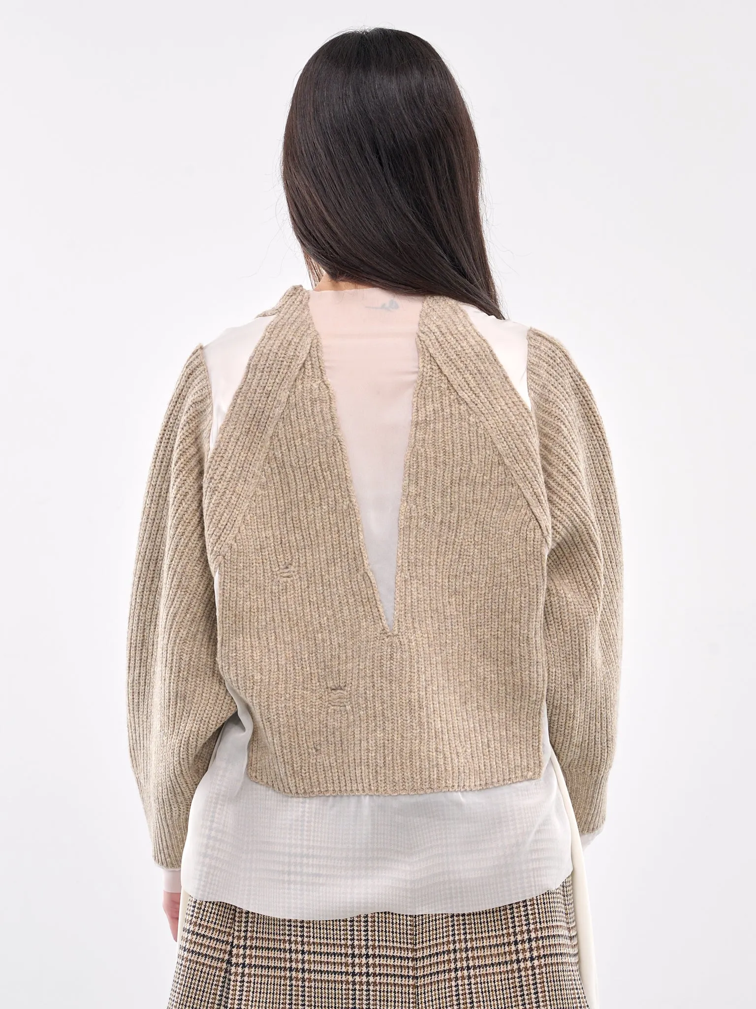 Paneled Sweater (UC2D1901-GRAY-BEIGE)