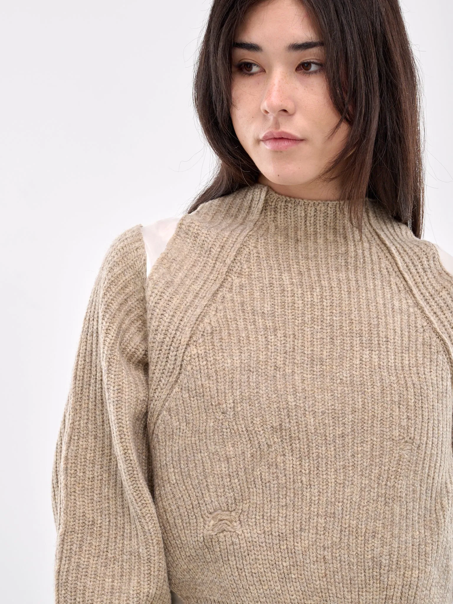 Paneled Sweater (UC2D1901-GRAY-BEIGE)