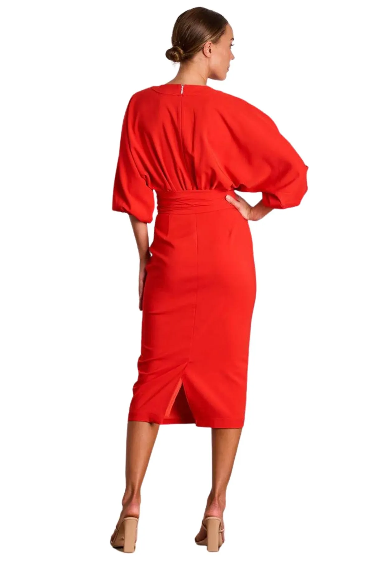 PASDUCHAS Emerson Drape Midi Dress (Red) - RRP $330