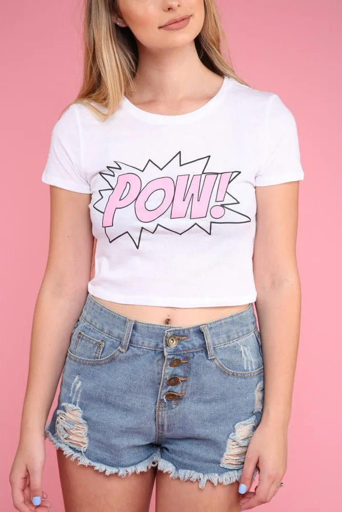 Pink POW Graphic Crop Top